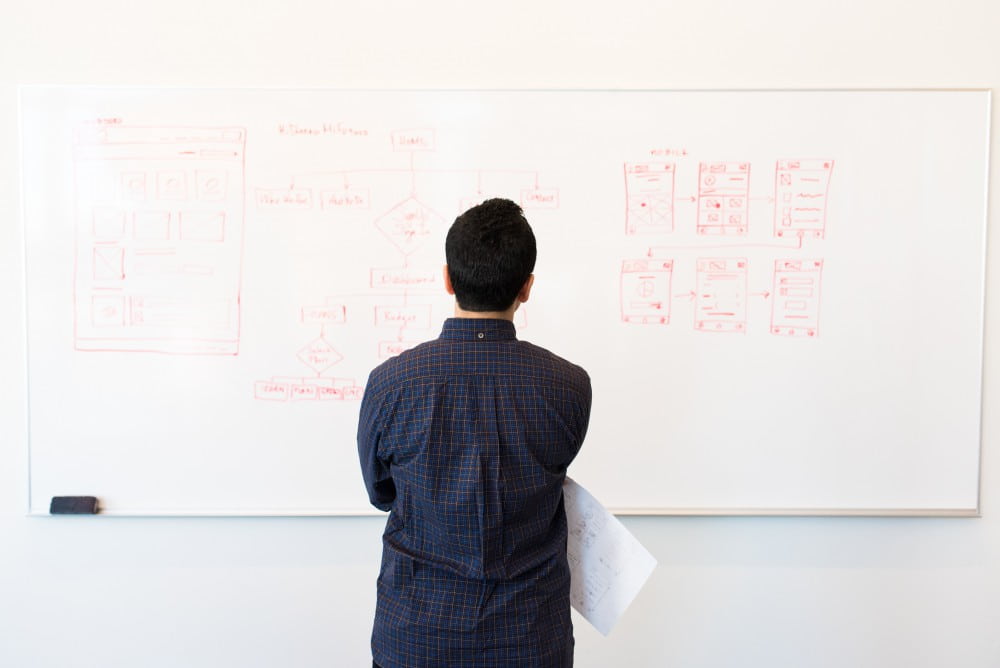 Construction manager reviewing plans