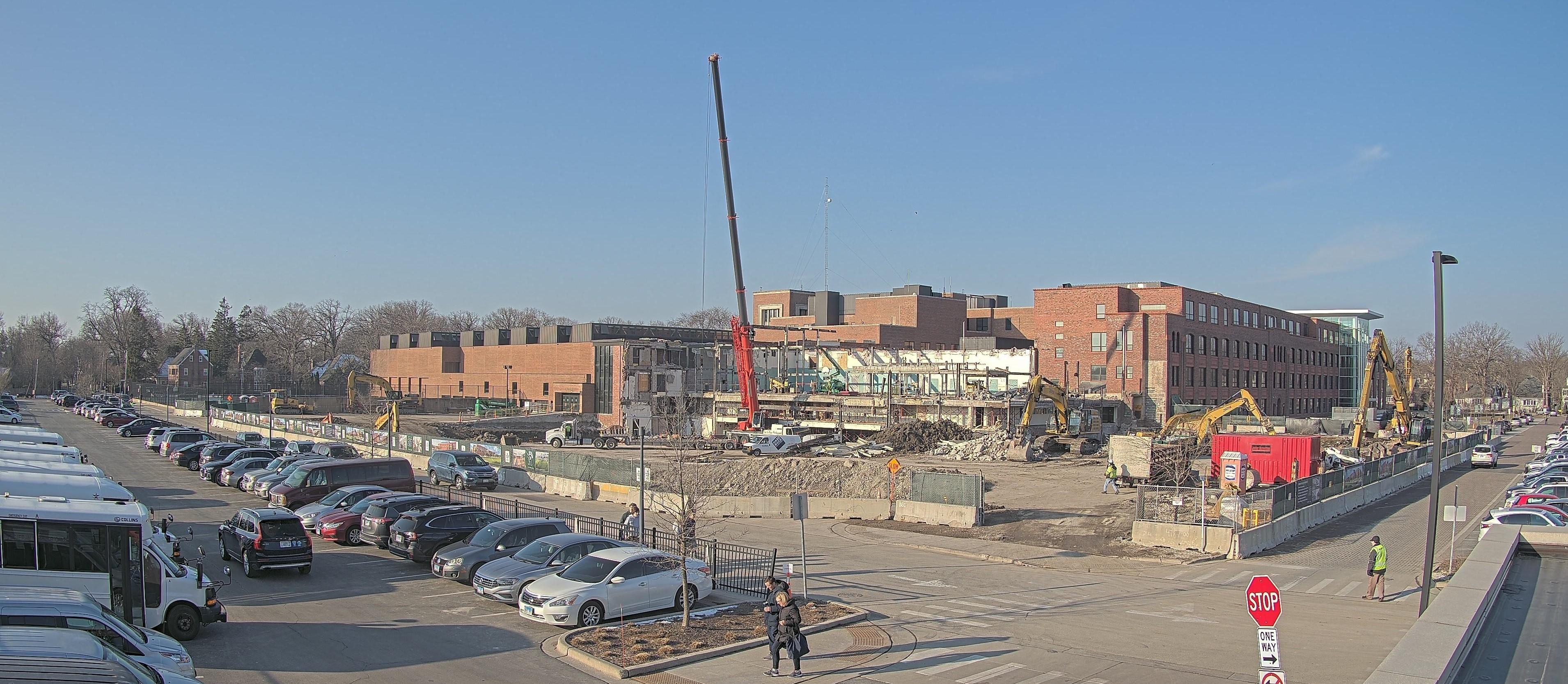 Construction cameras on school campus construction