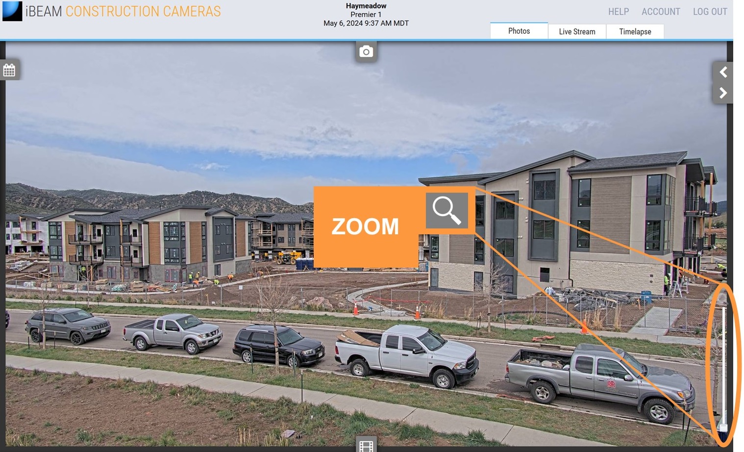 Construction camera zoom tool