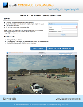 iBEAM PTZ HD and PTZ 4K Camera Console user guide