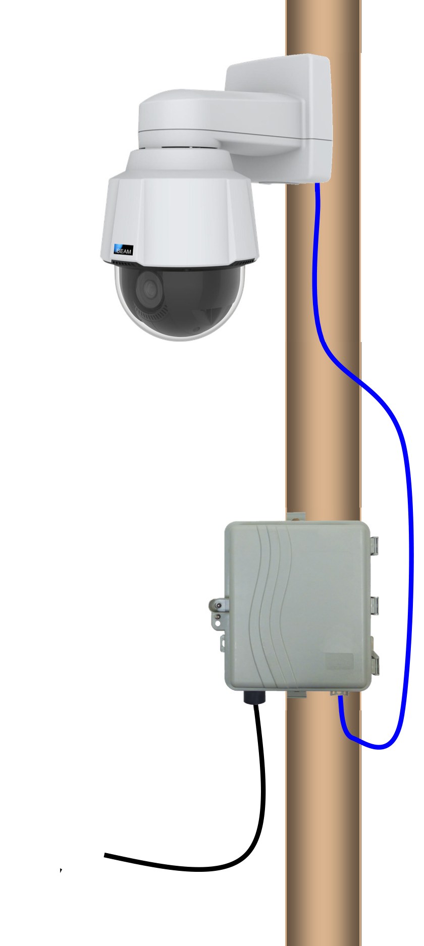 iBEAM PTZ HD camera and communication box mounted on a pole